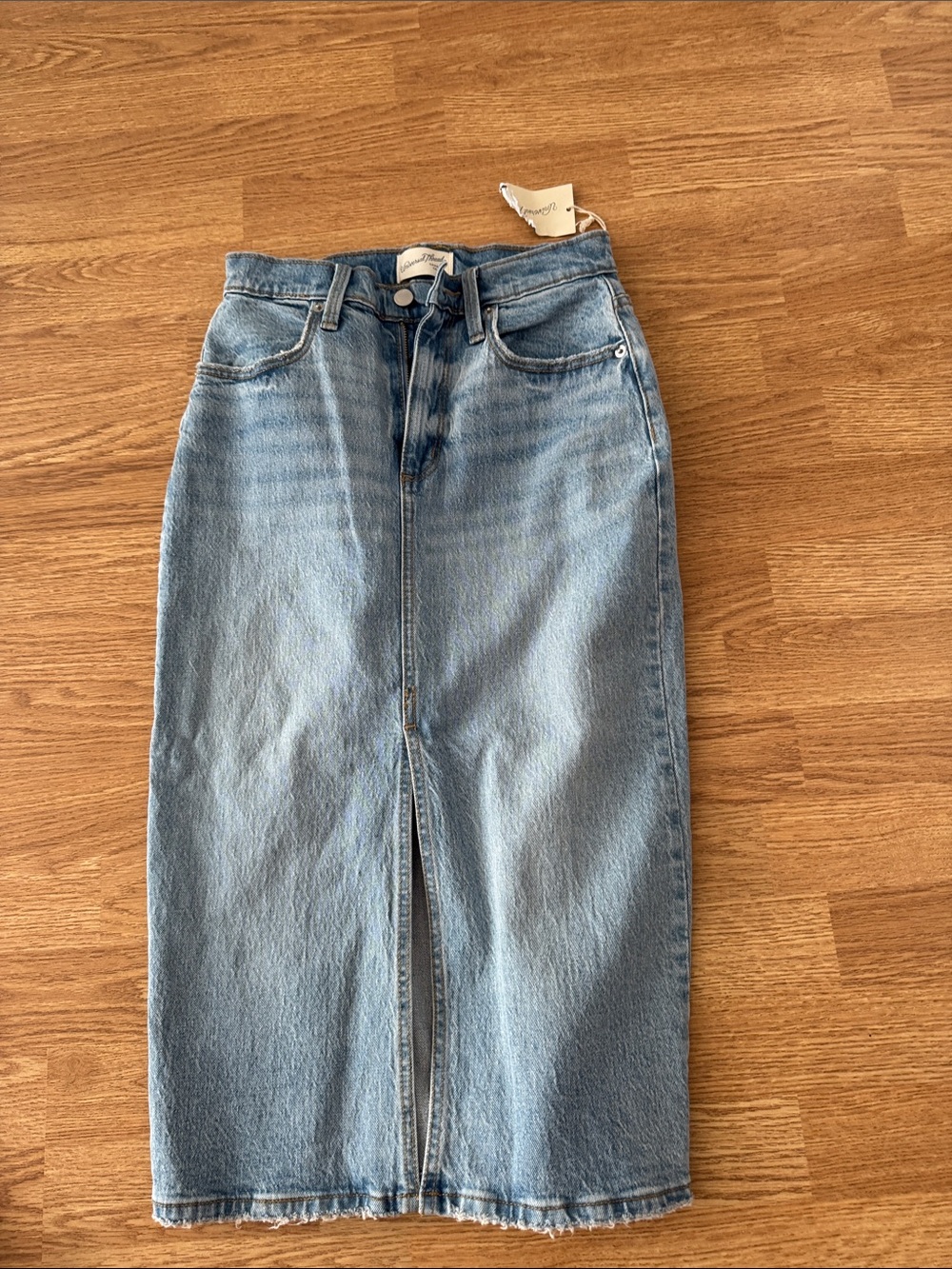 Universal Thread Light Blue Straight-Leg Midi Denim Skirt